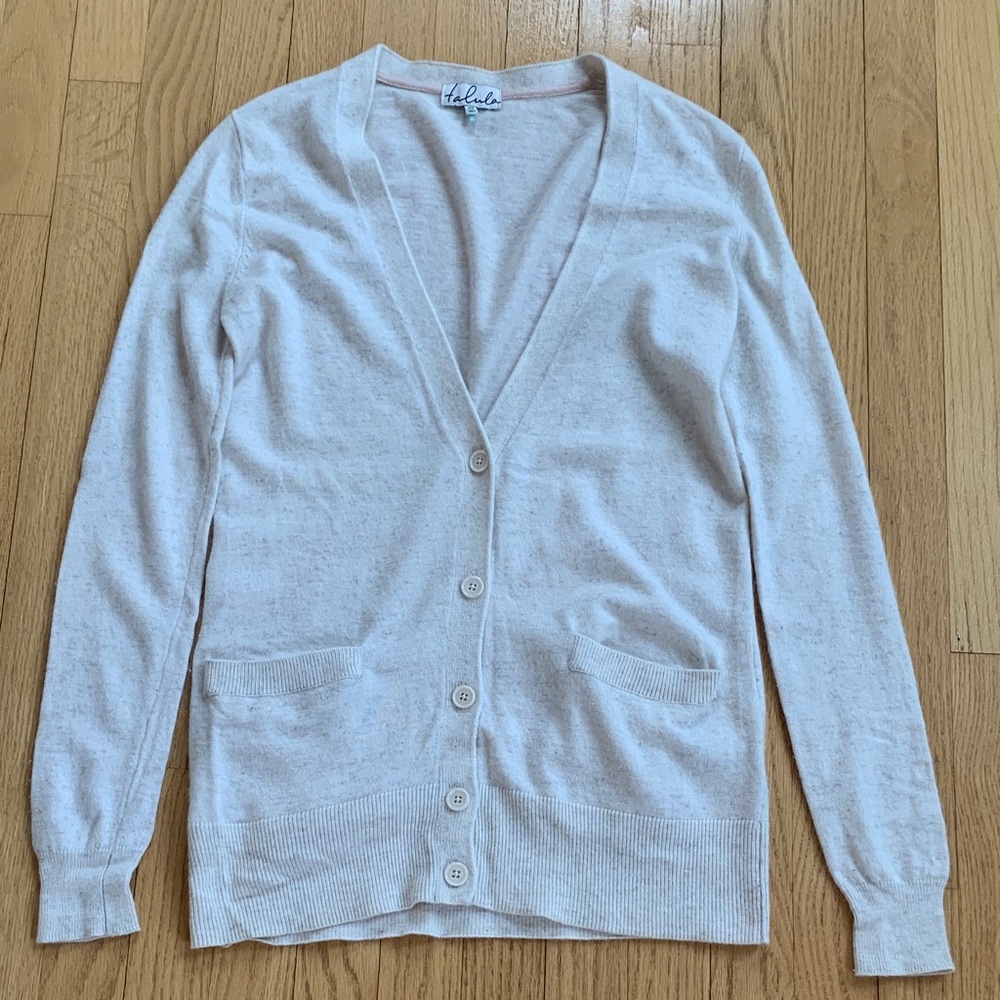 Talula Aritzia Cashmere Angora Blend Button Up Cardigan Sweater Cream Size XS